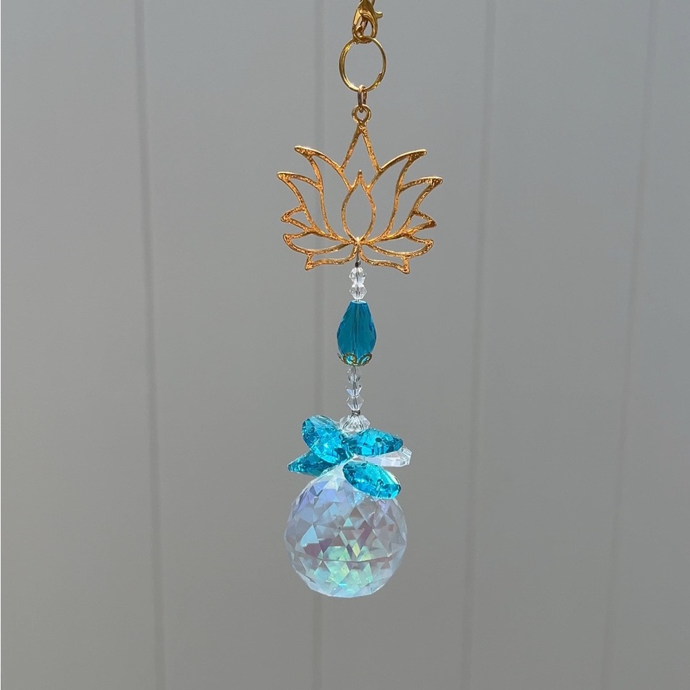 Gold and Blue Crystal Sun Catcher